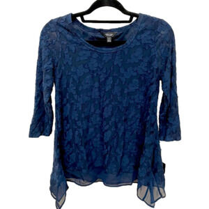 Simply Vera Vera Wang Top Navy 3/4 Sleeves XS NWT